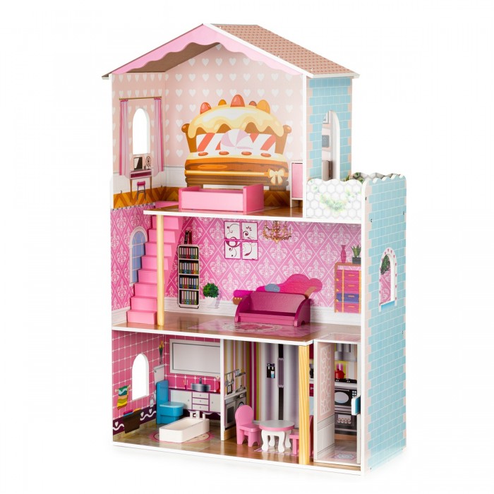 Casuta din lemn Cookie Residence DollHouse - Casa pentru papusi cu lift cu mobilier inclus 